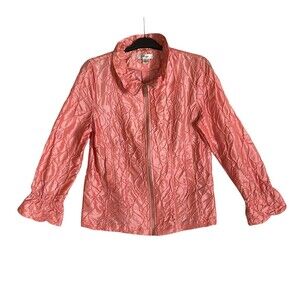 Flair Jacket Women's Salmon Color Textured Full Zip Collared‎ Size Large